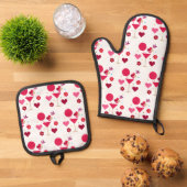 バレンタインデーラブ&ハート 鍋つかみ&鍋敷きセット (トップダウン)