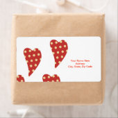 バレンタインデーラベル赤いハート水玉模様 ラベル (インサイチュ)