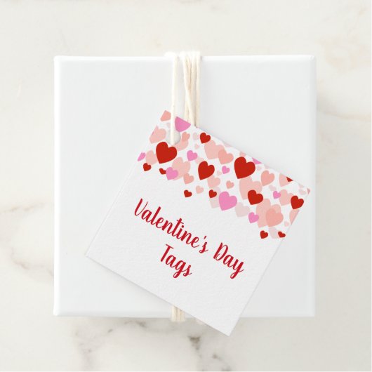 バレンタインデーラベル、赤とピンクのハート縁ど フェイバータグ (インサイチュ)