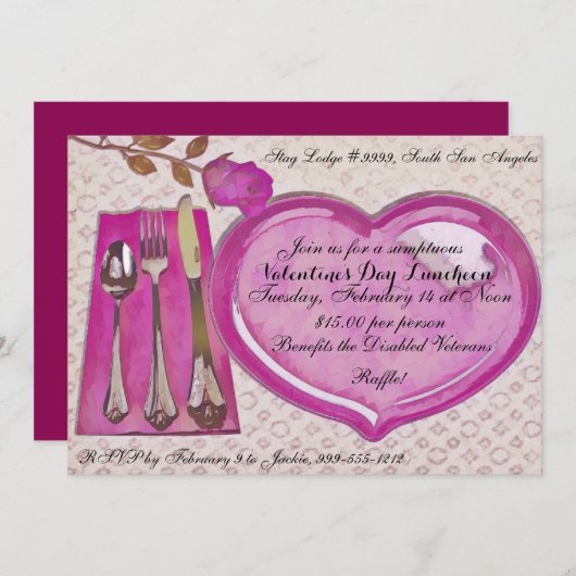 バレンタインデーランチョン招待状 招待状 (正面/裏面)