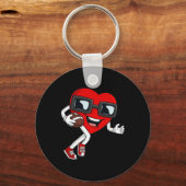 バレンタインデーランニングハートとサッカー少年 キーホルダー (正面)