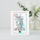 バレンタインデーレトログリッチホリデーカード シーズンポストカード (スタンド正面)