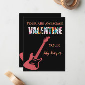 バレンタインデーロックレッドギターキッズバレンタインデー ノートカード (正面/裏面インサイチュ)