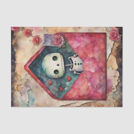 バレンタインデーロボットデクページ紙 薄葉紙 (正面)