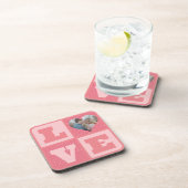 バレンタインデーロマンチックなピンクの愛のハート写真 コースター (右側)