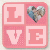 バレンタインデーロマンチックなピンクの愛のハート写真 コースター (正面)