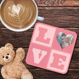 バレンタインデーロマンチックなピンクの愛のハート写真 コースター