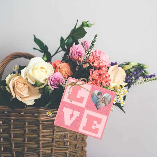 バレンタインデーロマンチックなピンクの愛のハート写真 フェイバータグ