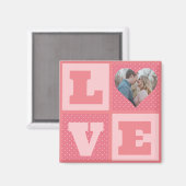 バレンタインデーロマンチックなピンクの愛のハート写真 マグネット (正面/裏面)