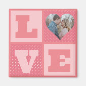 バレンタインデーロマンチックなピンクの愛のハート写真 マグネット (正面)