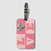 バレンタインデーロマンチックなピンクの愛のハート写真 ラゲッジタグ (正面縦)