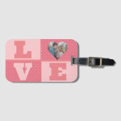 バレンタインデーロマンチックなピンクの愛のハート写真 ラゲッジタグ (正面横)