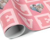 バレンタインデーロマンチックなピンクの愛のハート写真 ラッピングペーパー (ロールコーナー)