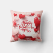 バレンタインデーロマンチックピンクと赤いハート クッション (裏面)