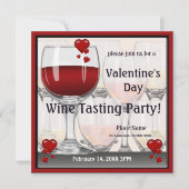 バレンタインデーワインテイスティングパーティの招待状 招待状 (正面)