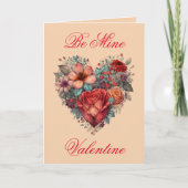 バレンタインデーヴィンテージハートと花 カード (正面)