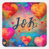 バレンタインデーヴィンテージハート パーソナライズされた スクエアシール (正面)