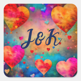 バレンタインデーヴィンテージハート パーソナライズされた スクエアシール