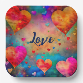 バレンタインデーヴィンテージハート パーソナライズされた ペーパープレート