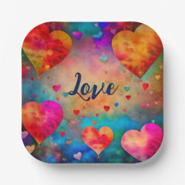 バレンタインデーヴィンテージハート パーソナライズされた ペーパープレート