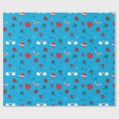 バレンタインデーヴィンテージパターン(青) ラッピングペーパー (フラット)