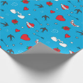 バレンタインデーヴィンテージパターン(青) ラッピングペーパー (角)