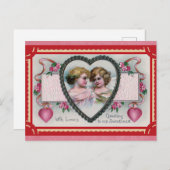 バレンタインデーヴィンテージビクトリアンエンジェルグリーティング ポストカード (正面/裏面)