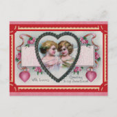 バレンタインデーヴィンテージビクトリアンエンジェルグリーティング ポストカード (正面)