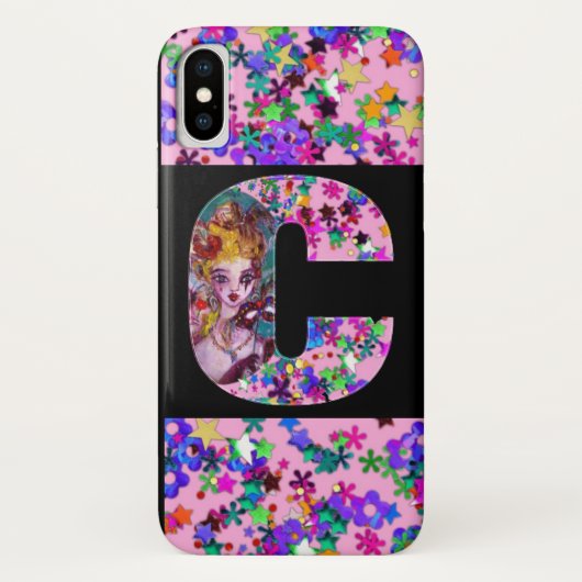バレンタインデーヴェネチアンマスカレードモノグラムC文字 Case-Mate iPhoneケース (裏面)