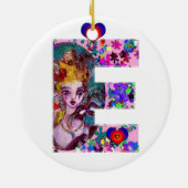 バレンタインデーヴェネチアンマスカレードモノグラムEレター セラミックオーナメント (裏面)