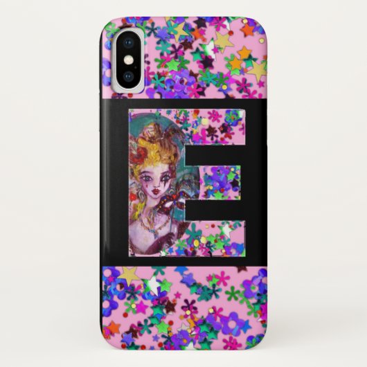バレンタインデーヴェネチアンマスカレードモノグラムEレター Case-Mate iPhoneケース (裏面)