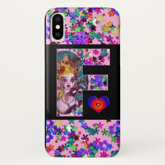 バレンタインデーヴェネチアンマスカレードモノグラムF文字 Case-Mate iPhoneケース (裏面)