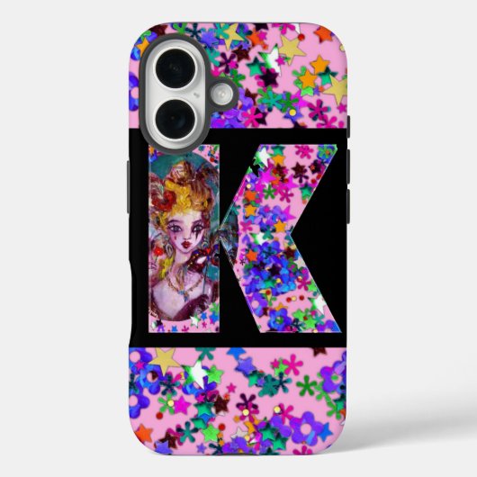 バレンタインデーヴェネチアンマスカレードモノグラムK文字 Case-Mate iPhoneケース (裏面)
