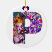 バレンタインデーヴェネチアンマスカレードモノグラムP文字 セラミックオーナメント (裏面)