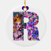 バレンタインデーヴェネチアンマスカレードモノグラムR文字 セラミックオーナメント (裏面)