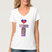 バレンタインデーヴェネチアンマスカレードモノグラムT文字 Tシャツ (正面)