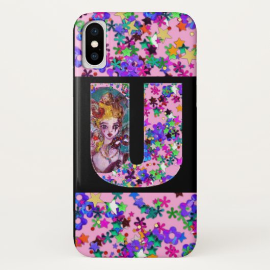 バレンタインデーヴェネチアンマスカレードモノグラムU文字 Case-Mate iPhoneケース (裏面)