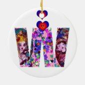 バレンタインデーヴェネチアンマスカレードモノグラムW文字 セラミックオーナメント (裏面)