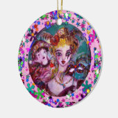 バレンタインデーヴェネチアンマスカレードモノグラムX文字 セラミックオーナメント (左)