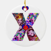 バレンタインデーヴェネチアンマスカレードモノグラムX文字 セラミックオーナメント (裏面)