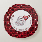 バレンタインデー丸い枕とさくらんぼビデオ ラウンドクッション (正面)