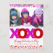 バレンタインデー写真はっきりしたXOXOモダンハート シーズンポストカード (正面)