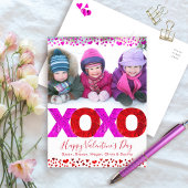 バレンタインデー写真はっきりしたXOXOモダンハート シーズンポストカード