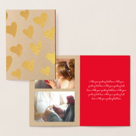 バレンタインデー写真ドードルハートコラージュ 箔カード