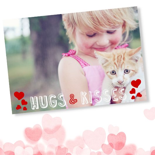 バレンタインデー写真可愛いXOハート教室 招待状