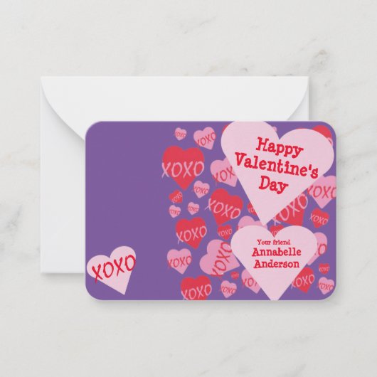バレンタインデー写真教室XOXO Sweethearts ノートカード (正面)