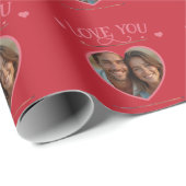 バレンタインデー写真赤パーソナライズされた ラッピングペーパー (ロールコーナー)