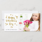 バレンタインデー写真輝く金ゴールド輝くハート シーズンカード (正面)