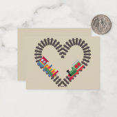 バレンタインデー列車鉄道ハート ノートカード (正面/裏面インサイチュ)