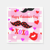 バレンタインデー口ひげ愛とキス紙 スタンダードカクテルナプキン (正面)